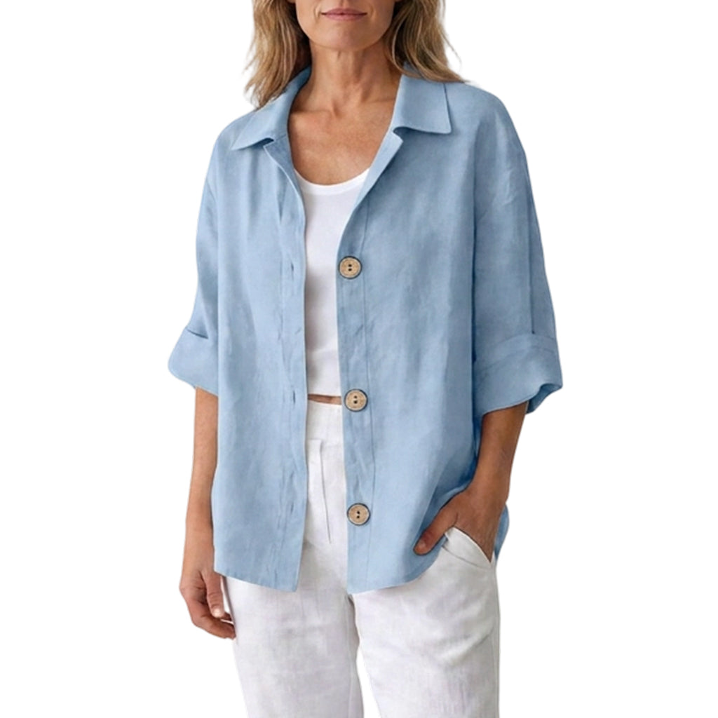 🌸Hot Sale 50% OFF💖Women's Retro Loose-Fit Button-Down Shirt