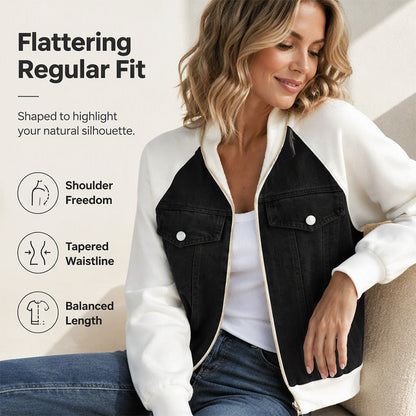 🎁New Arrivals 50% OFF💥Women's Creative Denim Splicing Jacket 🧥 – Edgy Streetwear for Daily Cool Looks