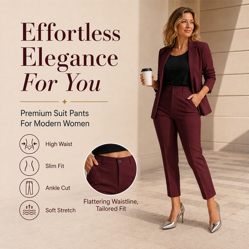Women's High Waisted Cropped Suit Pants