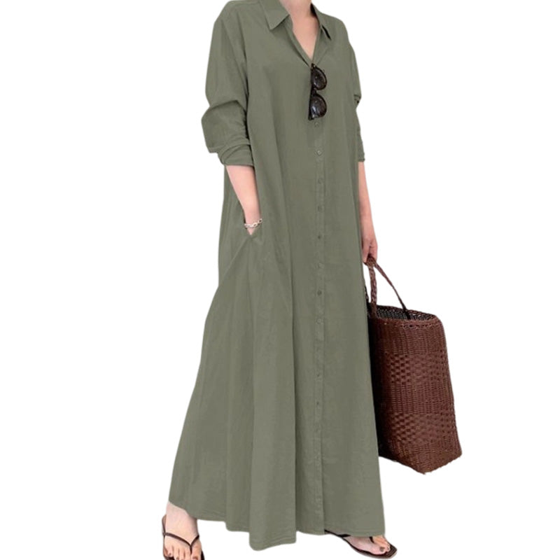 Women's Elegant Maxi Shirt Dress