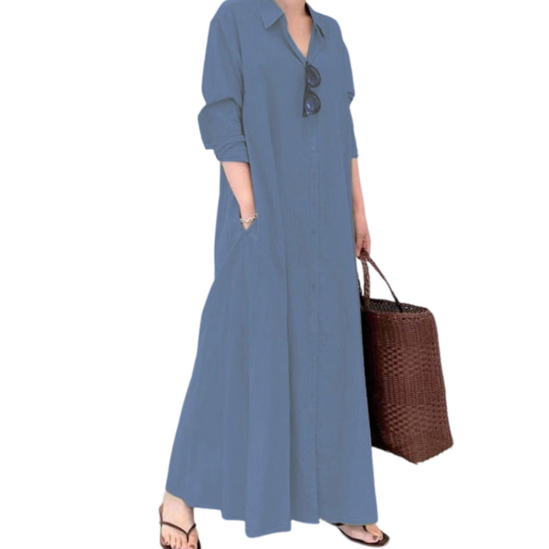 Women's Elegant Maxi Shirt Dress