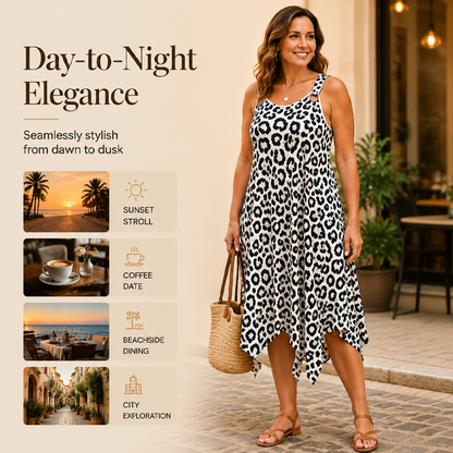 🎁New Arrivals 50% OFF💥Women's Plus Size Leopard Print Strap Dress