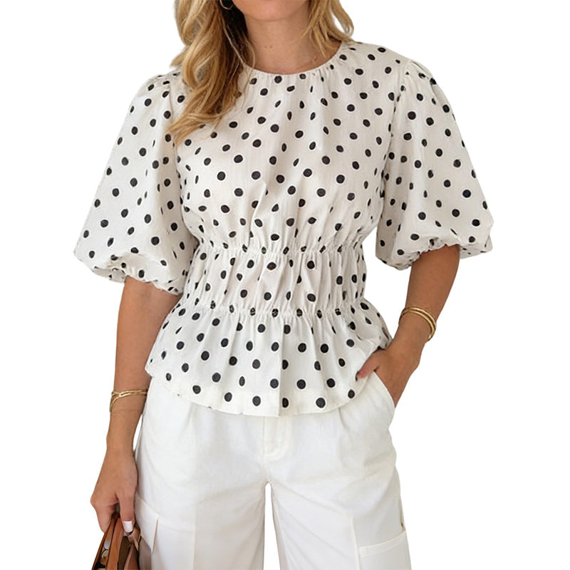🎉 2026 Sale — Over 33 900 Sold!👚 Women's Waist‑Defining Polka Dot Top