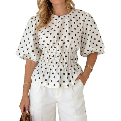🎉 2026 Sale — Over 33 900 Sold!👚 Women's Waist‑Defining Polka Dot Top