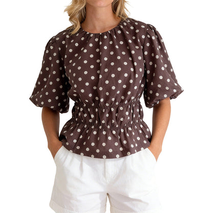 🎉 2026 Sale — Over 33 900 Sold!👚 Women's Waist‑Defining Polka Dot Top