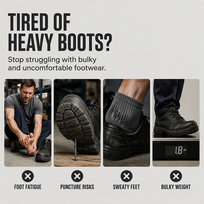 🥾 50% OFF NOW! 🛡️ Slip-On Steel Toe Safety Loafers – Ultralight 0.7lb, ASTM Certified & Casual Comfort 💪