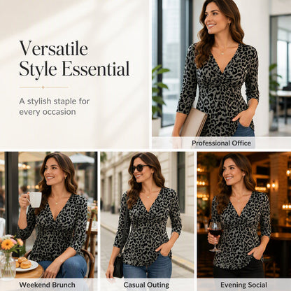 🎁New Arrivals 50% OFF💥Women's Plus Size Leopard Print V-Neck Top