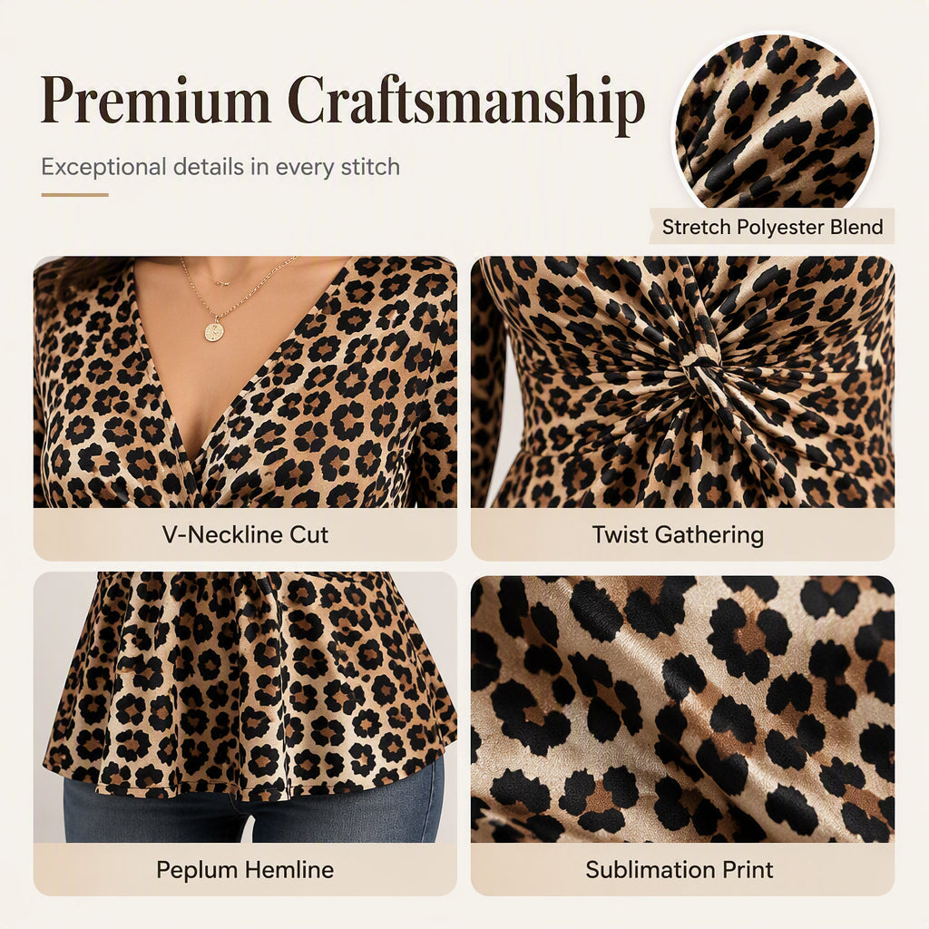 🎁New Arrivals 50% OFF💥Women's Plus Size Leopard Print V-Neck Top