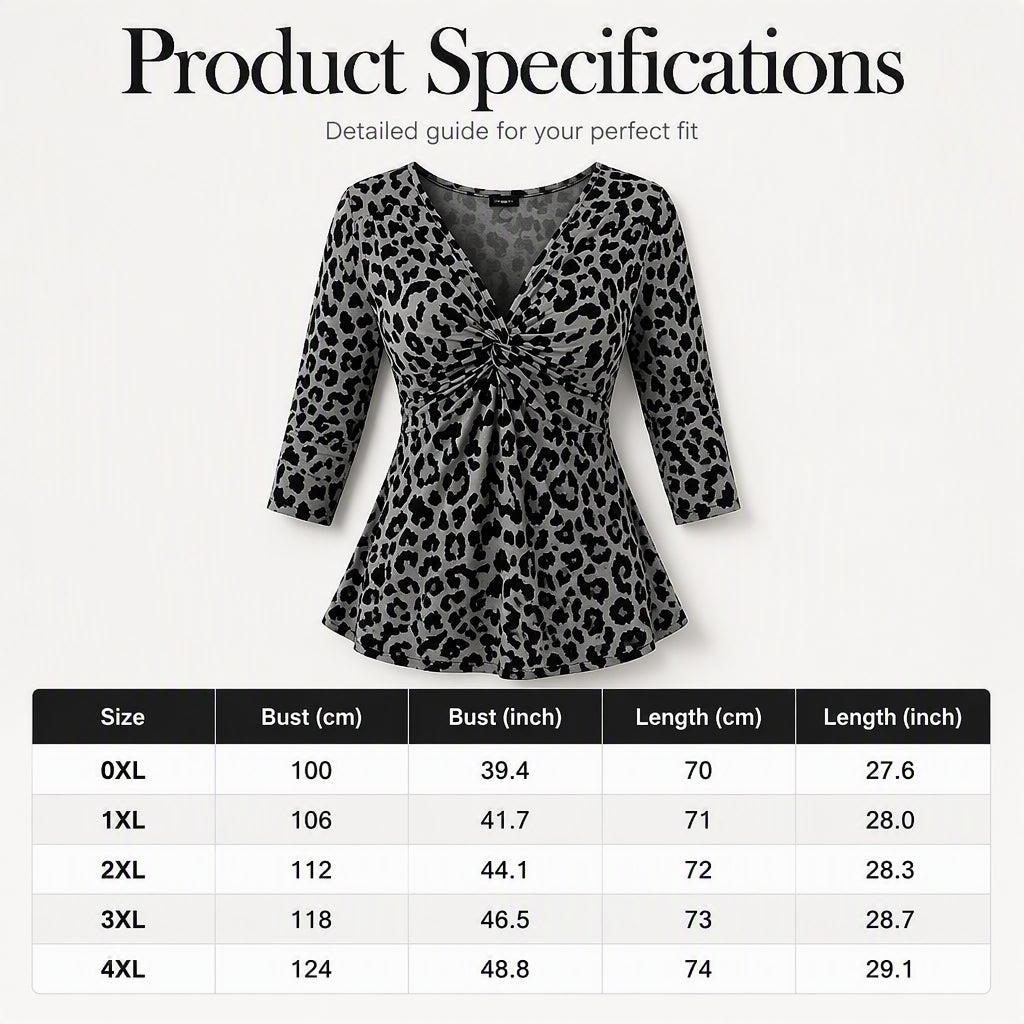 🎁New Arrivals 50% OFF💥Women's Plus Size Leopard Print V-Neck Top
