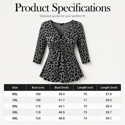 🎁New Arrivals 50% OFF💥Women's Plus Size Leopard Print V-Neck Top