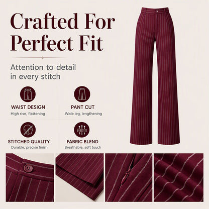 ✨Hot Sale 50% OFF 👖Women's High-Waisted Striped Wide-Leg Pants