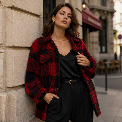 ⏰🍂Autumn Early Bird Sale--Women's Plaid Button-Down Cozy Jacket