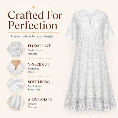 Women's V-Neck Lace Crochet Maxi Dress