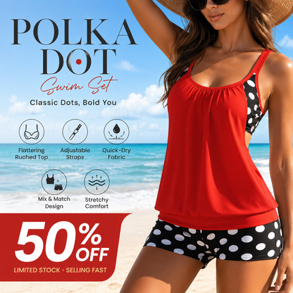 🏖️Summer Hot Sale- 50% OFF👙Women's Polka Dot Two Piece Swimsuit✨