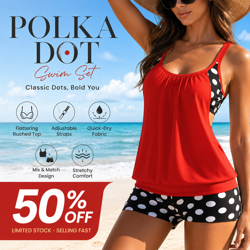 🏖️Summer Hot Sale- 50% OFF👙Women's Polka Dot Two Piece Swimsuit✨