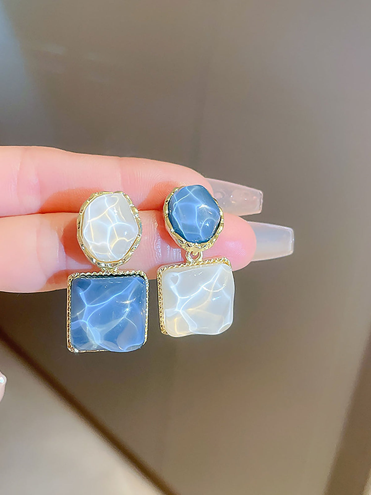 Irregular Square Oval Drops Sparkling Water Pattern Wedding Prom & Romantic Date Nights Earrings