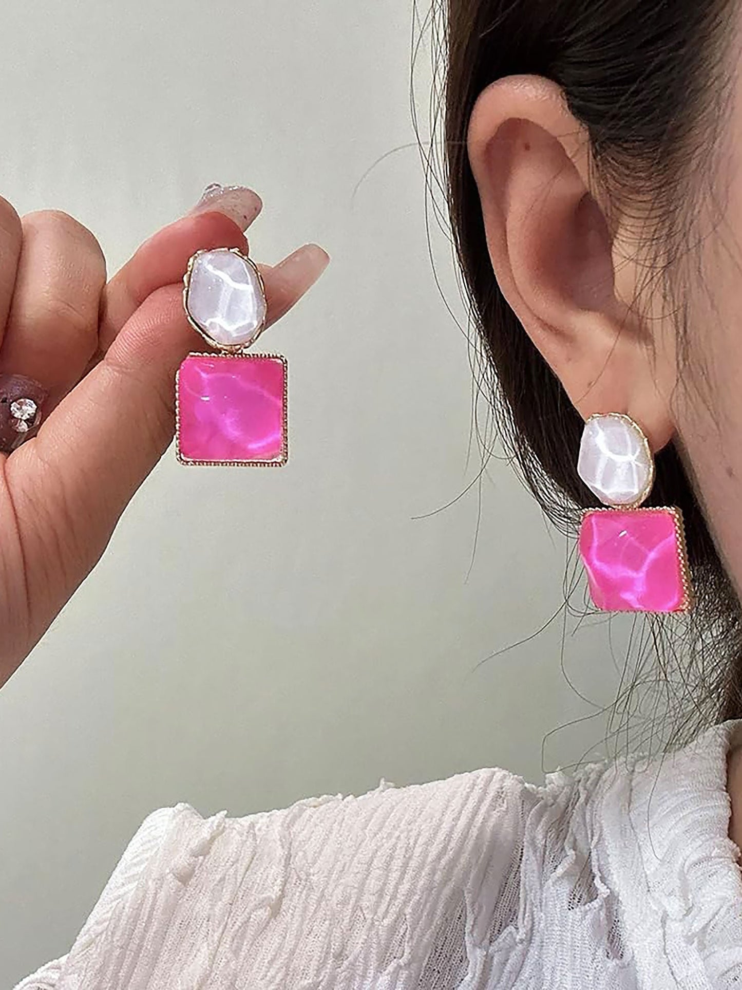Irregular Square Oval Drops Sparkling Water Pattern Wedding Prom & Romantic Date Nights Earrings