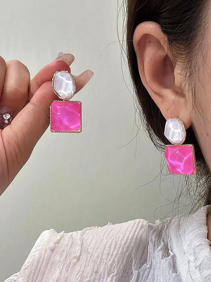 Irregular Square Oval Drops Sparkling Water Pattern Wedding Prom & Romantic Date Nights Earrings