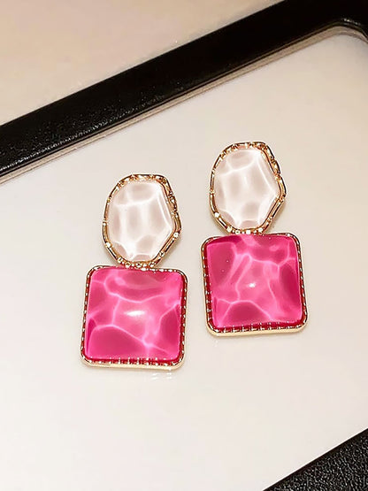Irregular Square Oval Drops Sparkling Water Pattern Wedding Prom & Romantic Date Nights Earrings