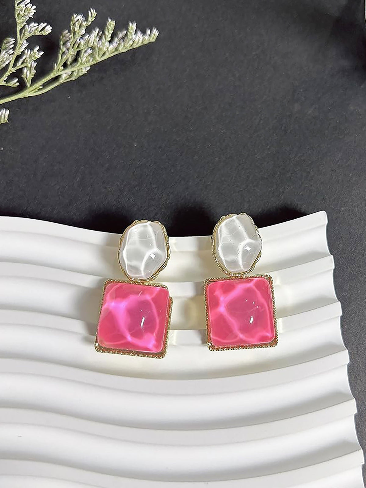 Irregular Square Oval Drops Sparkling Water Pattern Wedding Prom & Romantic Date Nights Earrings