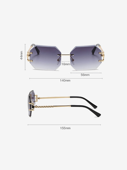 Frameless Cut Edge Polygonal Metal Sunglasses