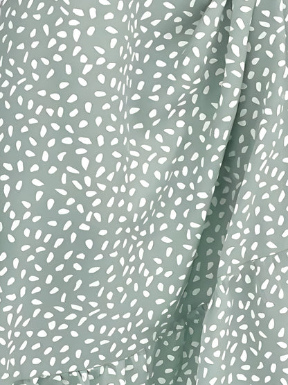 Dots Print Ruffled Cap Sleeves Smocked Waist Maxi Dress