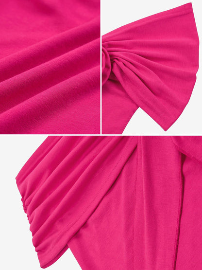 Solid Color Ruched Off Shoulder Casual Blouse