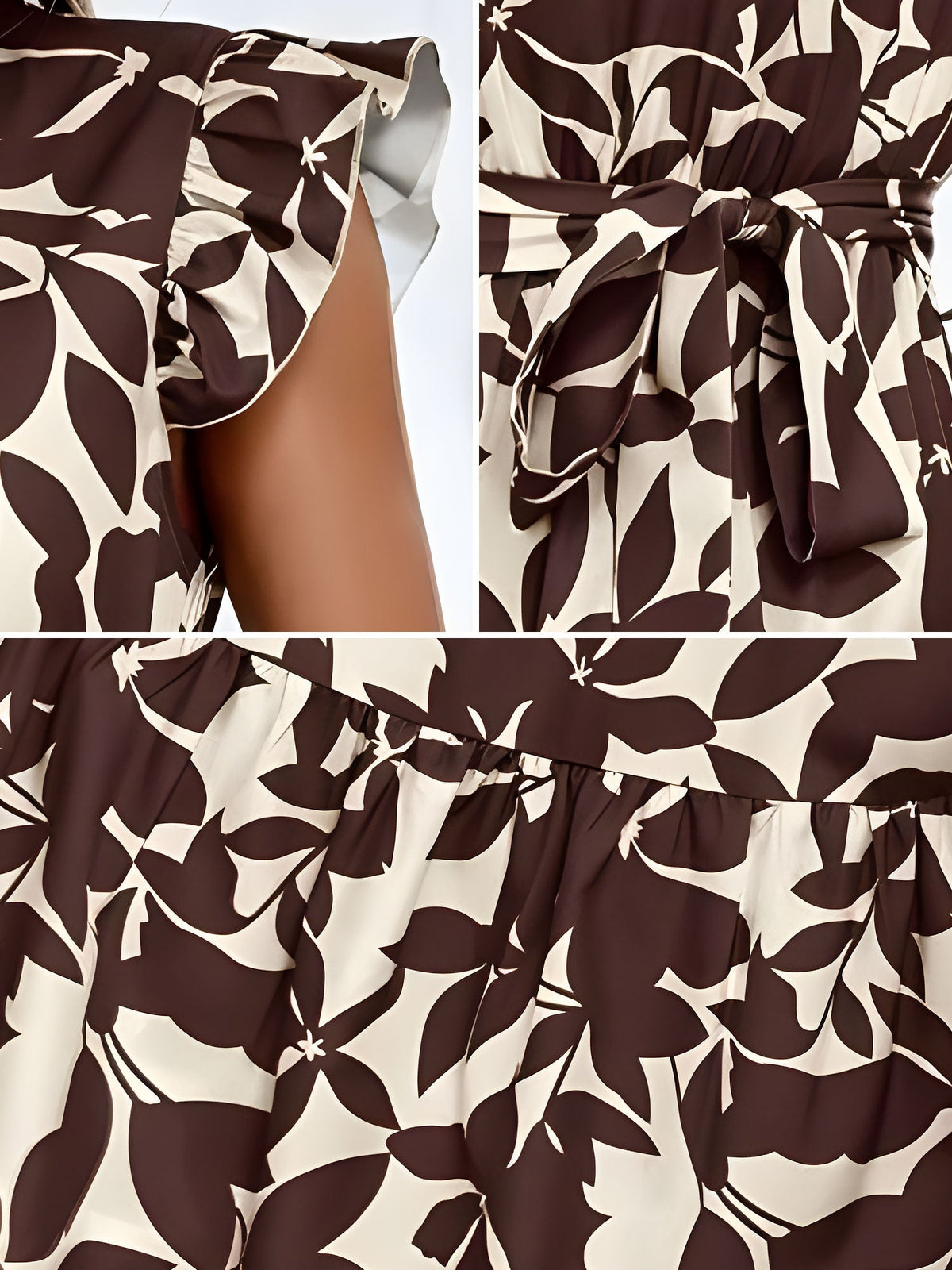 Flattering A-Line Ruffled Cap Sleeves Belted Floral Tiered for Garden Parties & Brunch Dates Maxi Dress