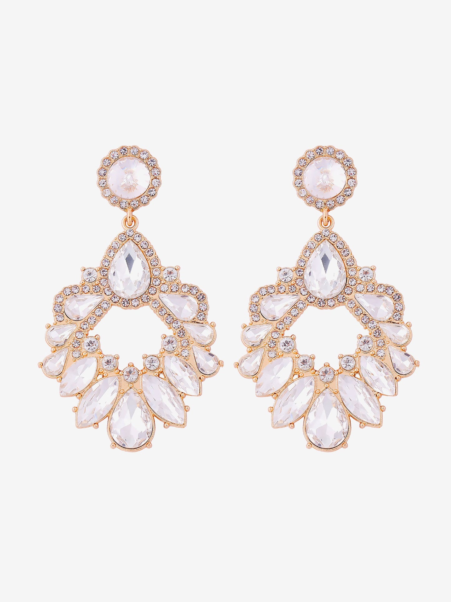 Retro Colorful Faux Diamond Rhinestones Geometric Chandelier Earrings