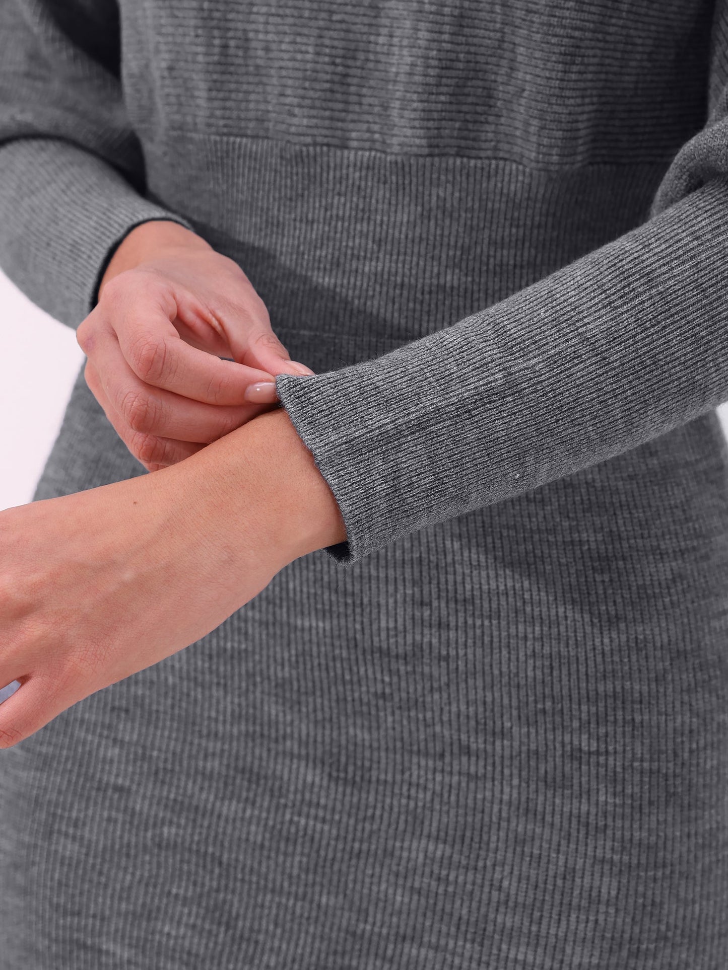 Long Sleeve Solid Color Sheath Midi Sweater Dress