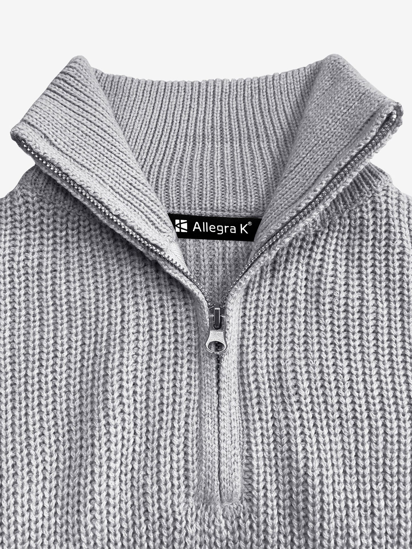 Polo Collar Zipper Long Sleeve Solid Color Casual Sweater