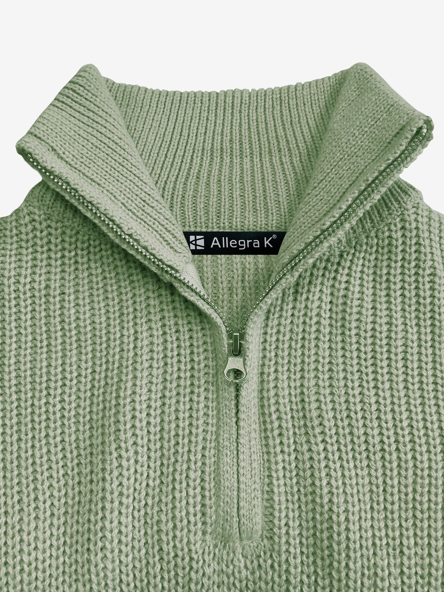 Polo Collar Zipper Long Sleeve Solid Color Casual Sweater