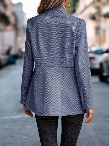 Tailored Premium Long Sleeves Work Office Business Herringbone Blazer