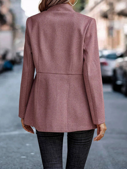 Tailored Premium Long Sleeves Work Office Business Herringbone Blazer