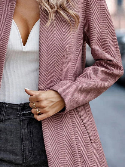 Tailored Premium Long Sleeves Work Office Business Herringbone Blazer