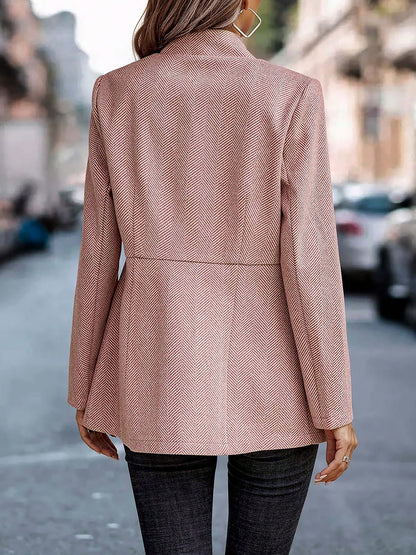 Tailored Premium Long Sleeves Work Office Business Herringbone Blazer