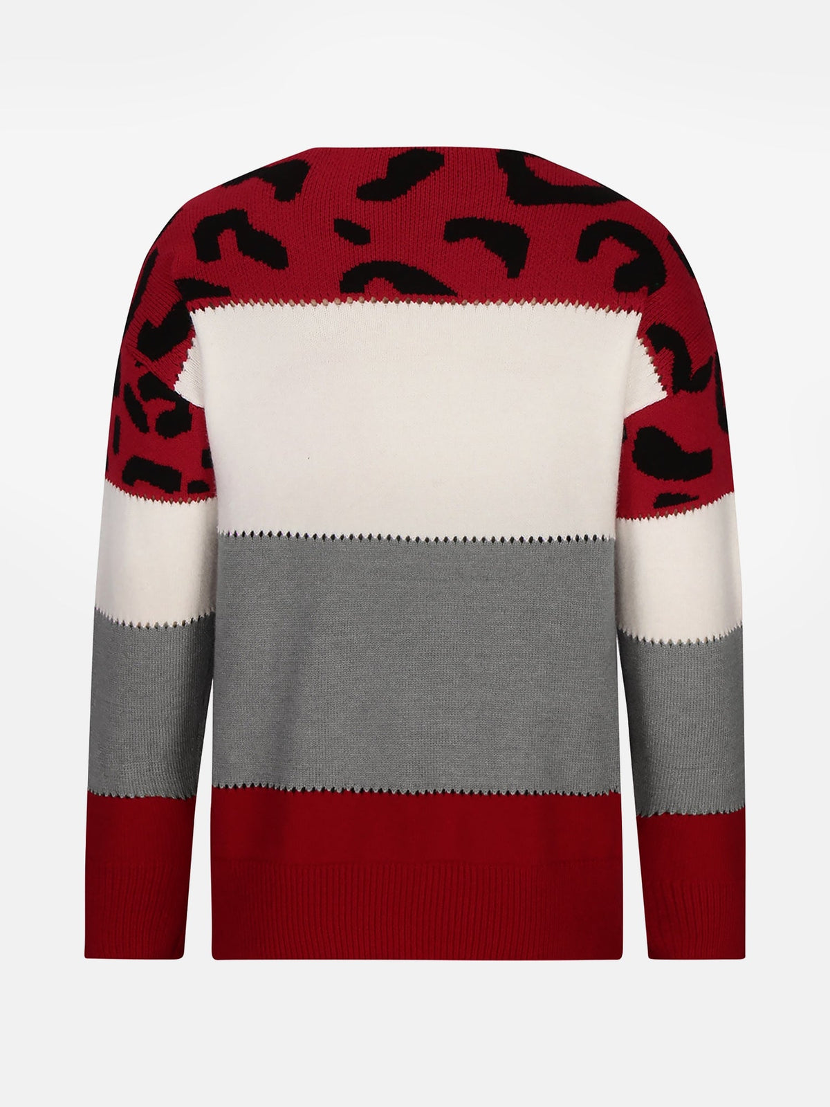 Leopard Colorblock Crew Neck Long Sleeve Casual Sweater