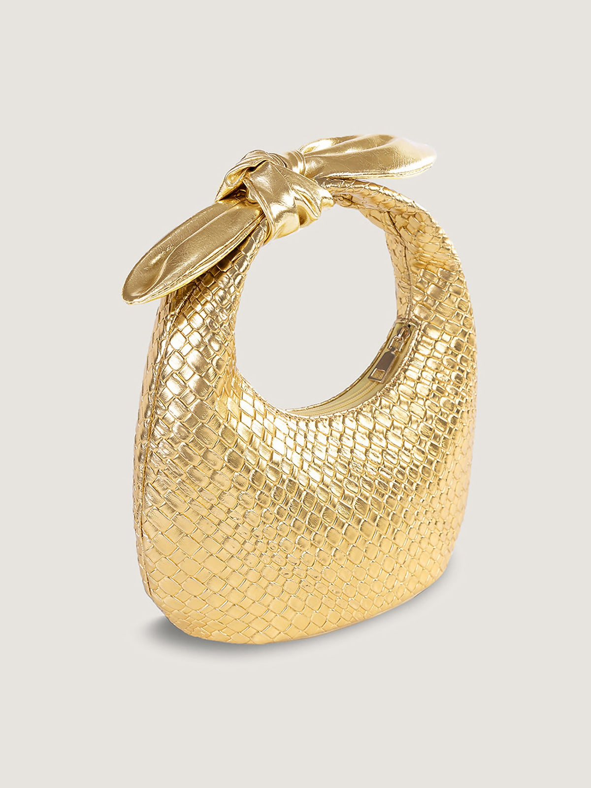 Faux Leather Crocodile Texture Twist Knot Clutch Bag