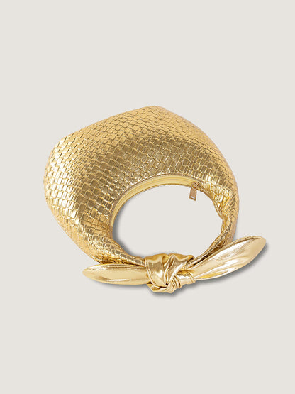 Faux Leather Crocodile Texture Twist Knot Clutch Bag