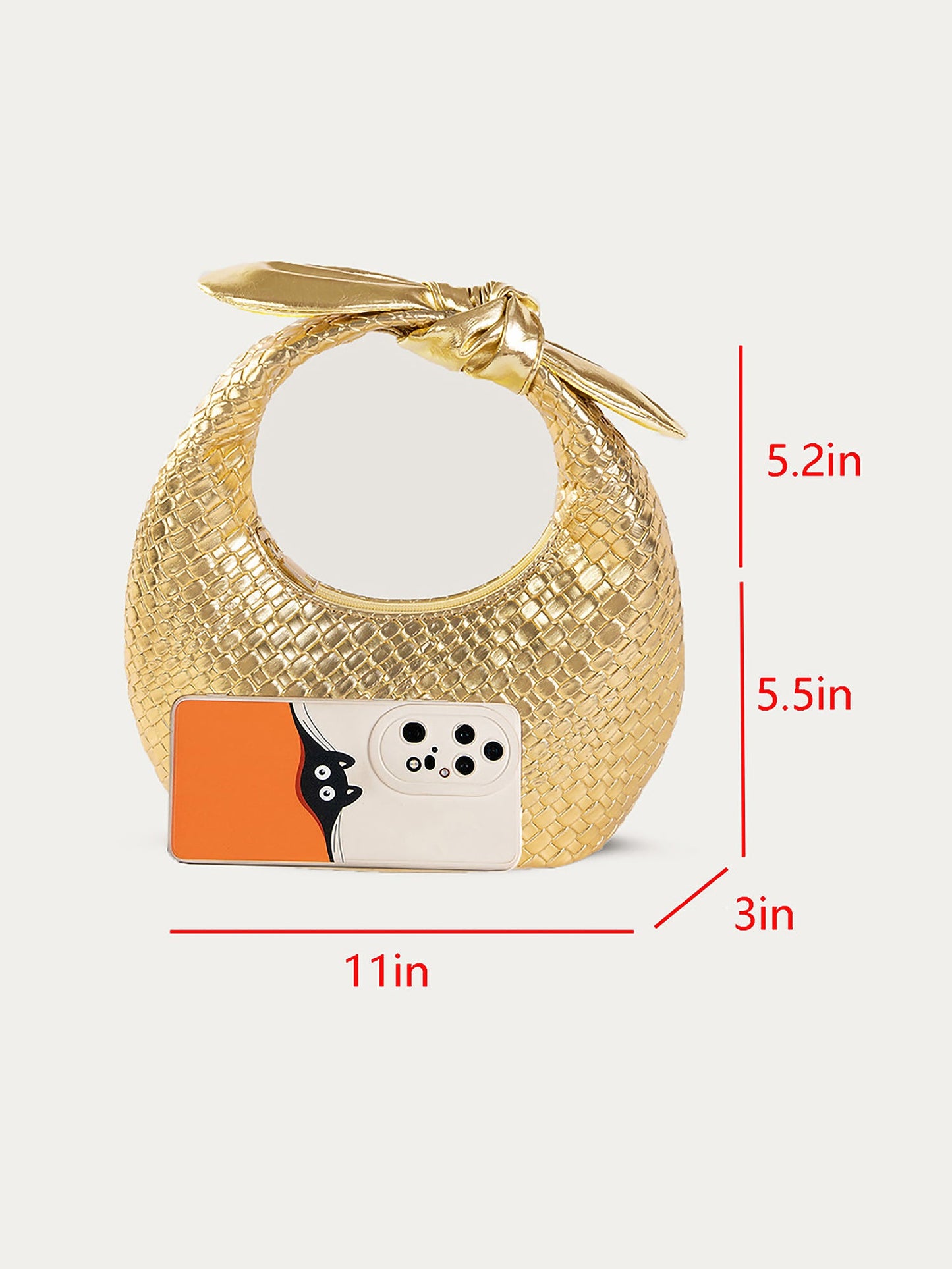 Faux Leather Crocodile Texture Twist Knot Clutch Bag