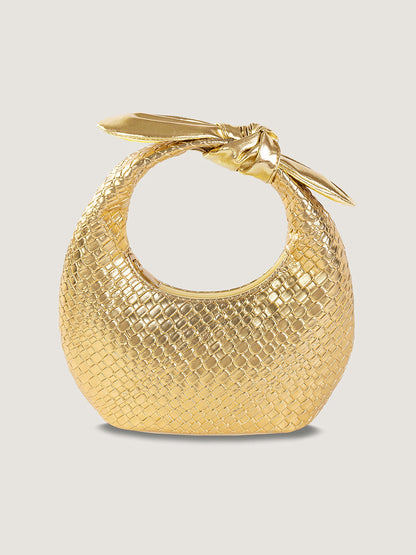 Faux Leather Crocodile Texture Twist Knot Clutch Bag