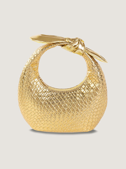 Faux Leather Crocodile Texture Twist Knot Clutch Bag