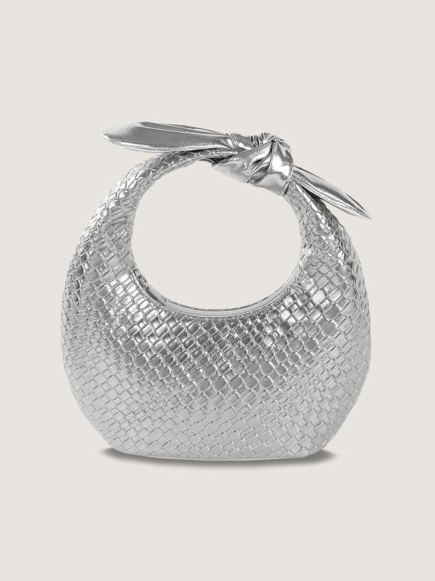 Faux Leather Crocodile Texture Twist Knot Clutch Bag