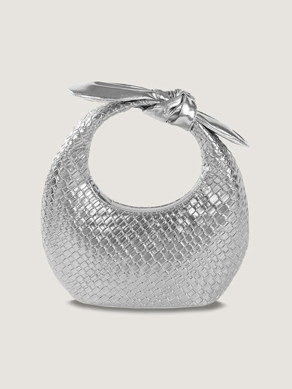 Faux Leather Crocodile Texture Twist Knot Clutch Bag