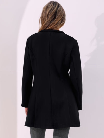 Notched Lapel Single Breasted Long Sleeves Coat