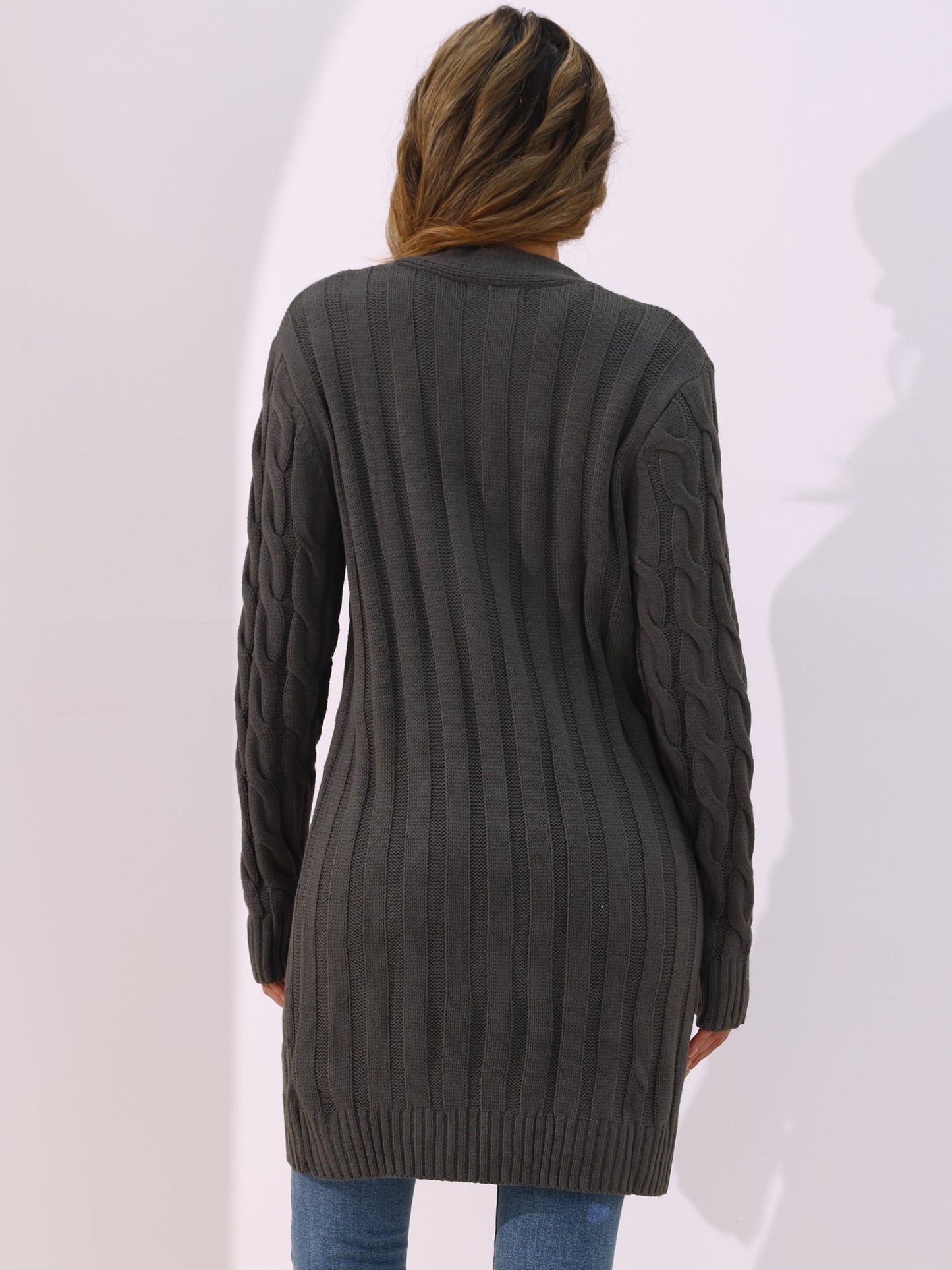 Long Sleeves Cable Knit Button Down Cardigan