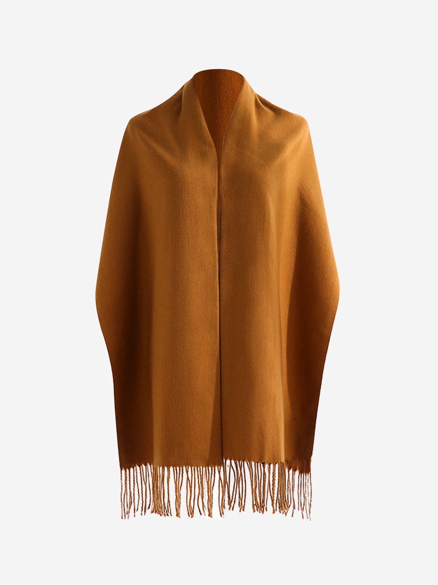 Solid Color Mid Length Winter Tassel Scarf