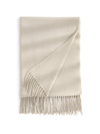 Solid Color Mid Length Winter Tassel Scarf