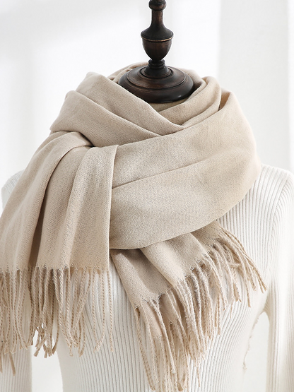 Solid Color Mid Length Winter Tassel Scarf