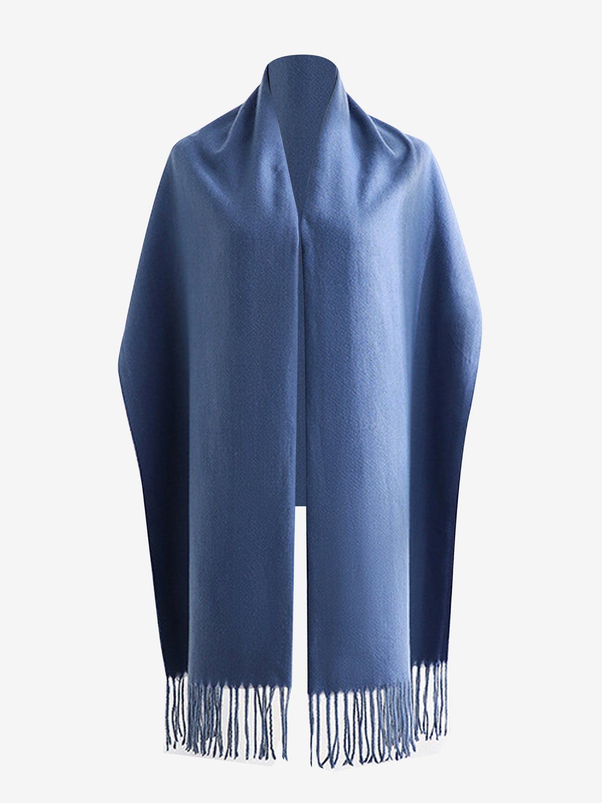 Solid Color Mid Length Winter Tassel Scarf